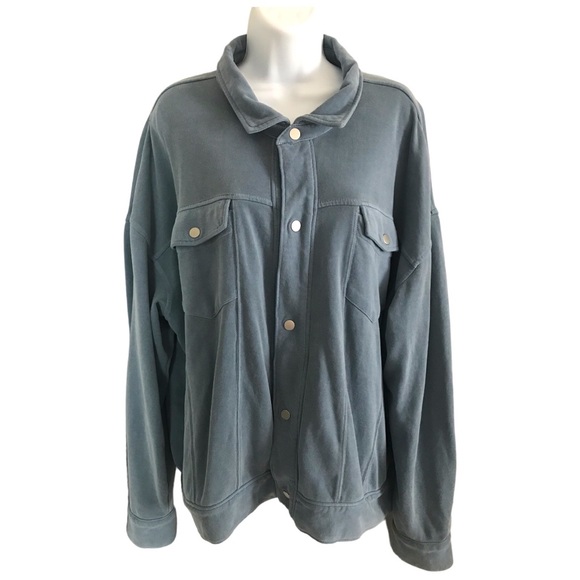 Fabletics Lara Jacket Blue Snap Button Athleisure Casual Women's Size Lg - Picture 4 of 7